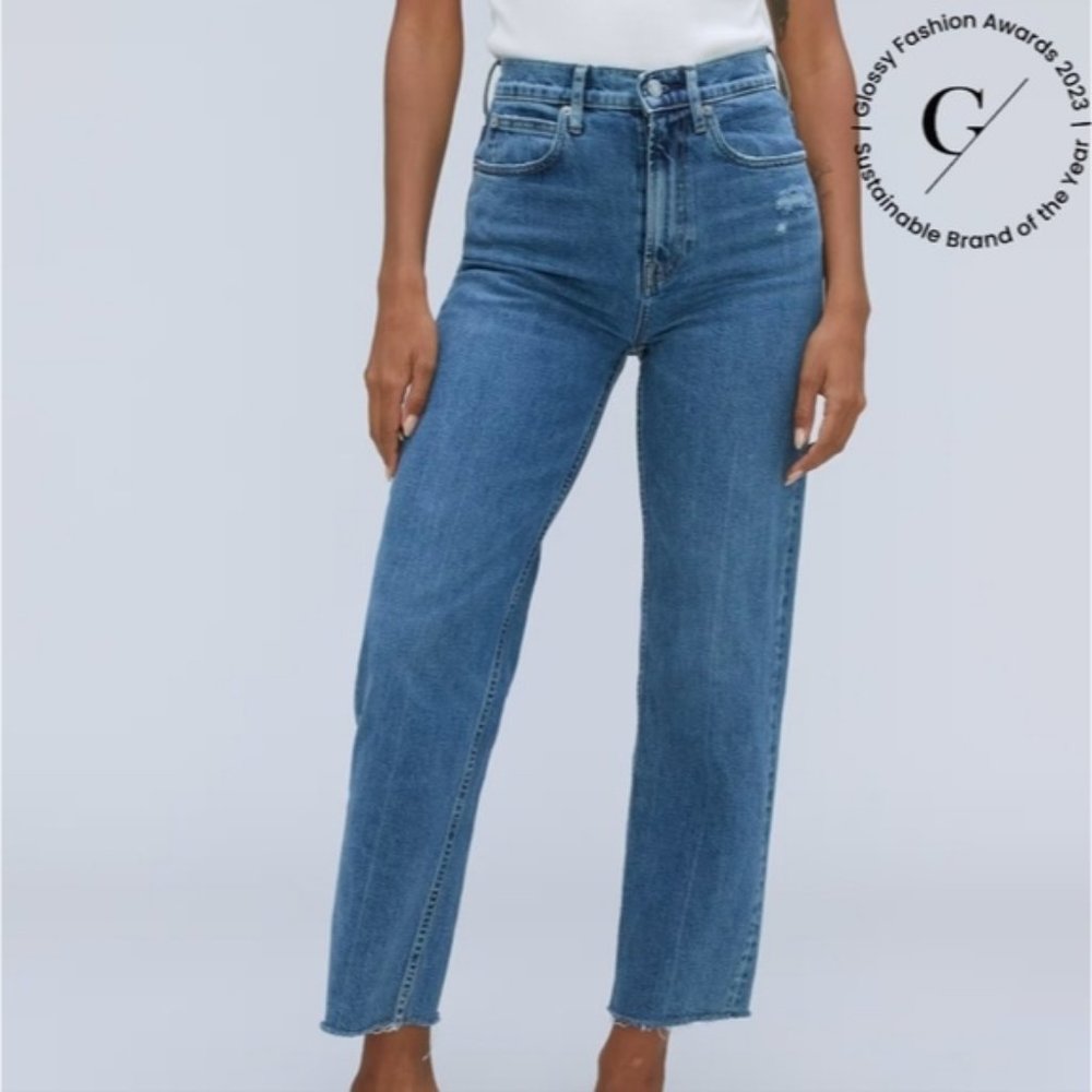 Everlane Organic Cotton The Way High Women 29 Straight Leg Medium Wash Jeans